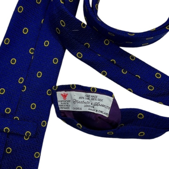 TURNBULL & ASSER Blue Geometric Silk LUXURY Tie HANDMADE ENGLAND - Picture 3 of 4